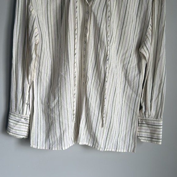 A.L.C. Carissa Striped Snap-Front Top in ivory - Picture 7 of 14
